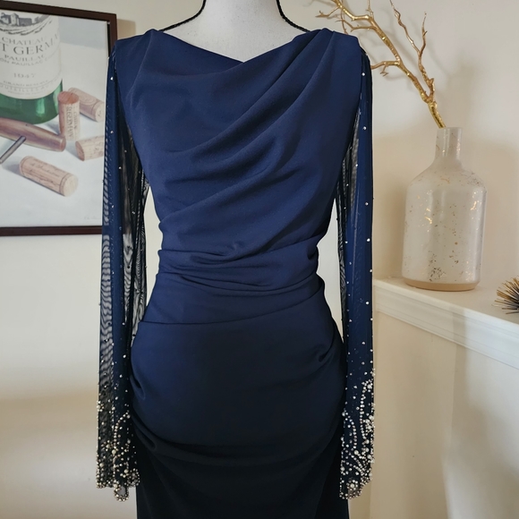 🔥Betsy & Adam Womens Beaded Long Evening Dress - Picture 4 of 15